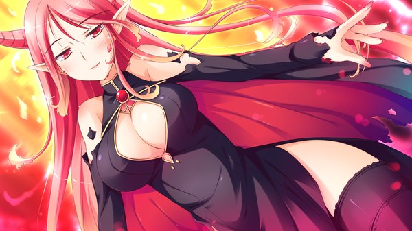 Anime picture 1920x1080 with shukufuku no campanella garnet erin long hair highres breasts light erotic red eyes wide image large breasts game cg red hair elf girl
