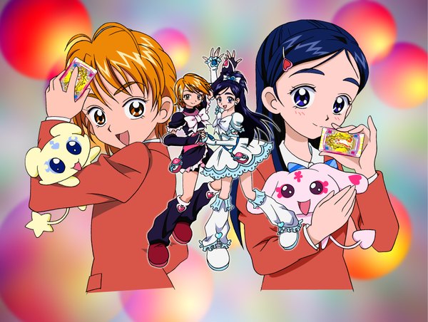 Anime picture 3508x2646 with futari wa pretty cure yukishiro honoka misumi nagisa cure white cure black mepple mipple highres serafuku