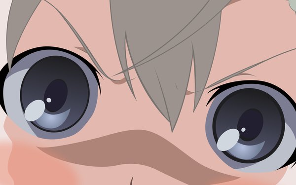 Anime picture 2400x1500 with strike witches eila ilmatar juutilainen single looking at viewer fringe highres hair between eyes wide image grey hair grey eyes close-up face vector frown girl