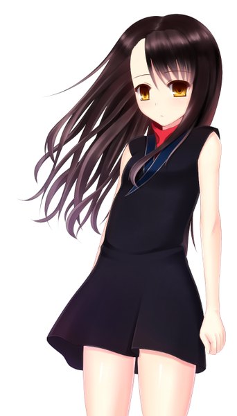 Anime picture 800x1400 with wild arms 3 beatrice (wild arms) megimegyo single long hair tall image looking at viewer blush fringe black hair simple background white background yellow eyes girl dress black dress