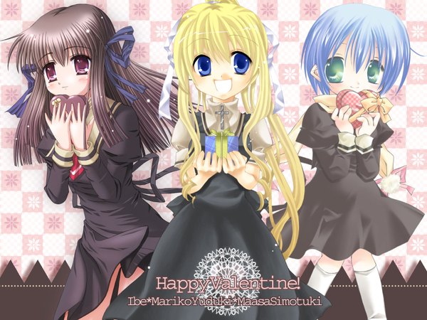 Anime picture 1600x1200 with air key (studio) kamio misuzu tohno minagi kirishima kano valentine girl