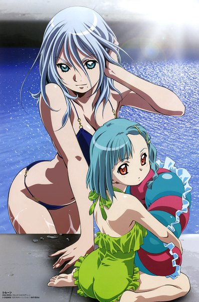 Anime picture 1152x1740 with simoun rimone morinas tall image looking at viewer light erotic red eyes multiple girls girl 2 girls swimsuit bikini