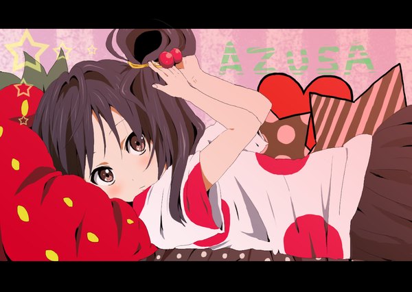 Anime picture 1200x852 with k-on! kyoto animation nakano azusa long hair blush black hair brown eyes star (symbol)