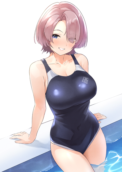 Anime picture 3035x4299 with idolmaster gakuen idolmaster arimura mao b1ack illust single tall image looking at viewer blush fringe highres short hair breasts blue eyes light erotic smile large breasts standing pink hair absurdres from above