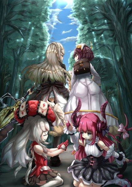 Anime picture 827x1170 with fate (series) fate/grand order fate/extra fate/extra ccc atelier (series) atelier sophie atelier ayesha gust (company) elizabeth bathory (fate) (all) elizabeth bathory (fate) marie antoinette (fate/grand order) sophie neuenmuller linca (atelier) wakaura asaho long hair tall image short hair open mouth blue eyes smile