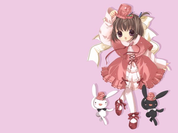 Anime picture 1600x1200 with bottle fairy magi-cu tama-chan tokumi yuiko pink background bunny bindume yousei
