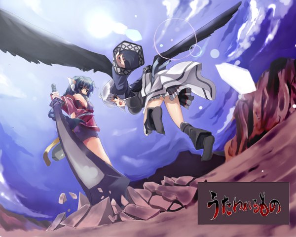 Anime picture 1280x1024 with utawareru mono kamyu karura tail wings