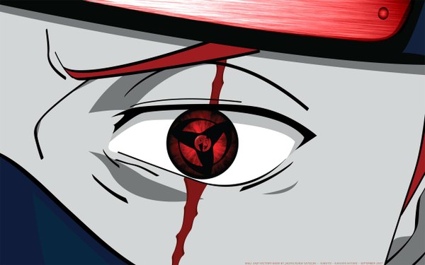 Anime picture 1280x800 with naruto studio pierrot naruto (series) hatake kakashi red eyes wide image close-up sharingan blood