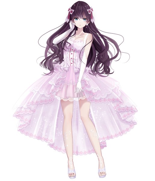 Anime picture 2100x2450 with idolmaster idolmaster cinderella girls idolmaster cinderella girls starlight stage ichinose shiki morinaga (kisoapple) single long hair tall image looking at viewer fringe highres blue eyes simple background hair between eyes brown hair standing white background bare shoulders full body parted lips