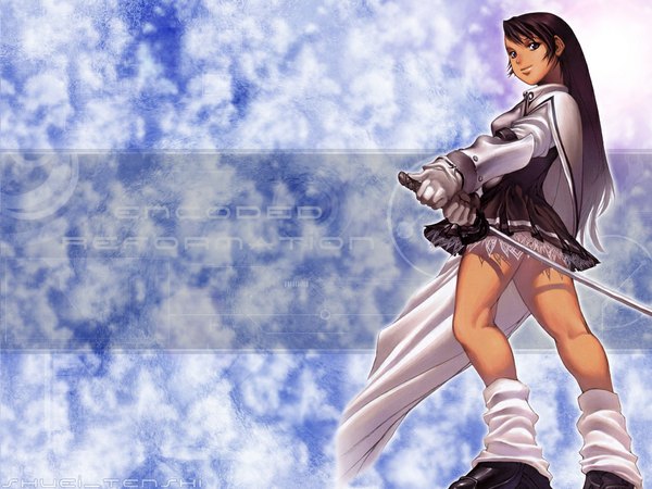 Anime picture 1024x768 with sword tagme