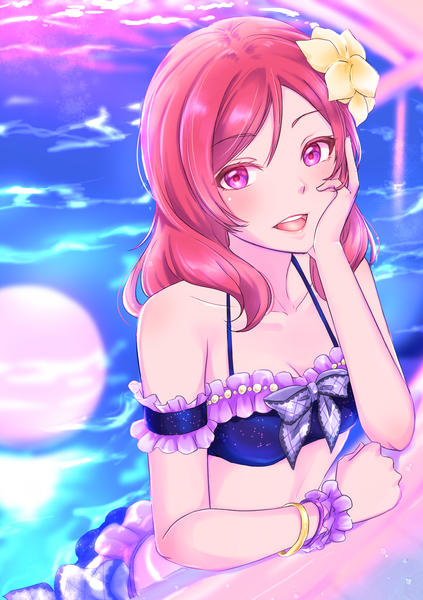 Anime picture 2039x2894 with love live! school idol project sunrise (studio) love live! nishikino maki kobayashi nyoromichi single long hair tall image looking at viewer blush fringe highres short hair breasts open mouth light erotic smile purple eyes red hair :d