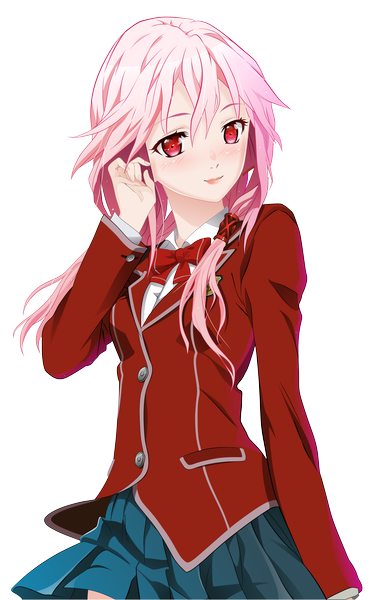 Anime picture 3468x5506 with guilty crown production i.g yuzuriha inori 200m (artist) single long hair tall image blush highres smile red eyes pink hair absurdres lips transparent background vector girl uniform school uniform bowtie