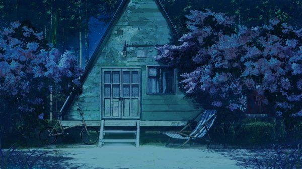 Anime picture 1920x1080 with everlasting summer iichan eroge arsenixc vvcephei highres wide image game cg night wallpaper no people scenic skull and crossbones collaboration camp flower (flowers) plant (plants) tree (trees) window building (buildings) star (stars)