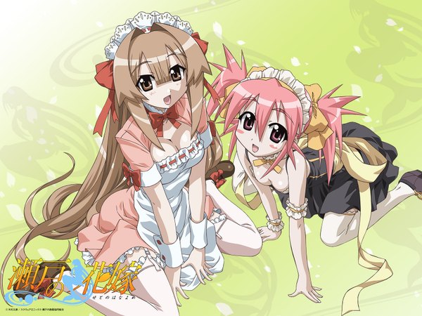 Anime picture 1600x1200 with seto no hanayome seto san edomae lunar twintails maid thighhighs