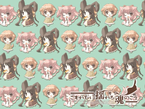 Anime picture 1600x1200 with komorebi ni yureru tamashii no koe sui (komorebi) kouenji ayana tachibana koharu itou noiji animal ears bunny ears chibi dog ears