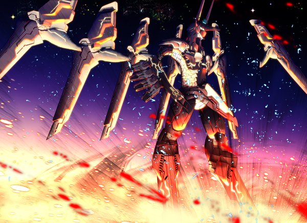 Anime picture 2339x1700 with mobile suit gundam gundam seed sunrise (studio) starlight (stack) highres light explosion wings mecha