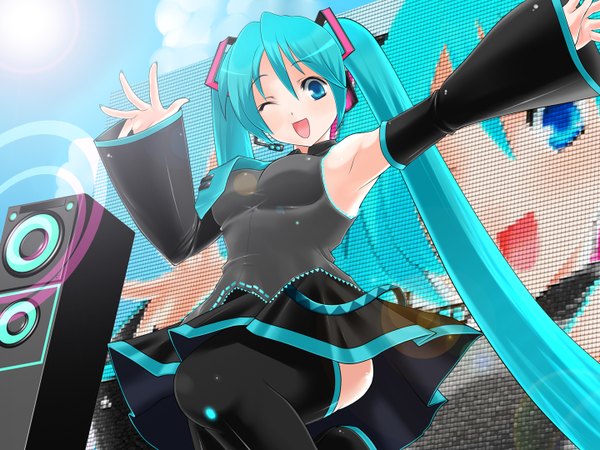 Anime picture 1440x1080 with vocaloid hatsune miku girl tagme cosmic forge