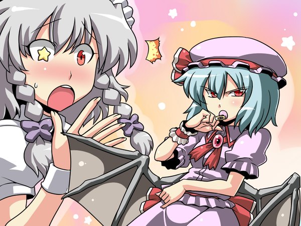 Anime picture 1600x1200 with touhou remilia scarlet izayoi sakuya tsuki wani girl