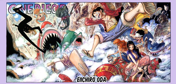 Anime picture 2736x1300 with one piece toei animation nami (one piece) monkey d. luffy nico robin roronoa zoro sanji tony tony chopper usopp franky brook (one piece) oda eiichirou long hair fringe highres short hair breasts open mouth black hair blonde hair