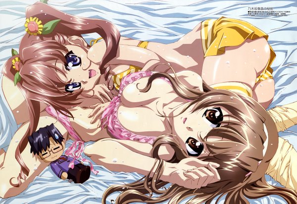 Anime picture 5925x4081 with nogizaka haruka no himitsu megami magazine nogizaka haruka nogizaka mika highres light erotic official art swimsuit bikini