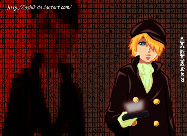 Anime picture 1648x1200 with bleach studio pierrot yukio hans vorarlberna butchersonic single fringe short hair blue eyes blonde hair hair over one eye coloring boy flat cap