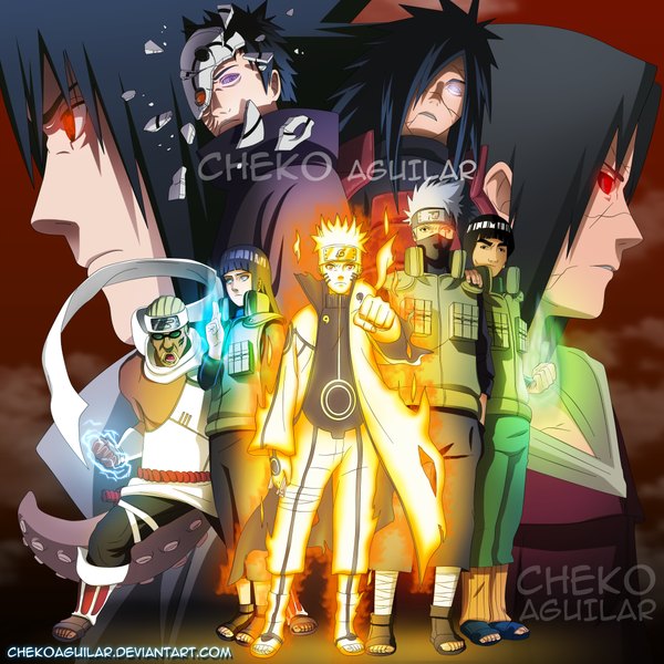 Anime picture 4000x4000 with naruto studio pierrot naruto (series) uzumaki naruto uchiha sasuke hyuuga hinata uchiha madara uchiha itachi hatake kakashi uchiha obito tobi might guy killer bee chekoaguilar long hair looking at viewer highres short hair black hair blonde hair