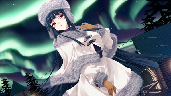 Anime picture 1280x720 with kimi wo aogi otome wa hime ni takamine kana long hair black hair red eyes wide image game cg girl