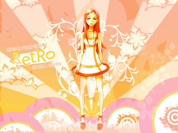 Anime picture 1024x768 with eureka seven studio bones anemone single long hair red eyes wallpaper girl sundress