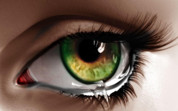 Anime picture 2560x1600 with final fantasy xiii single highres wide image green eyes tears close-up crying girl