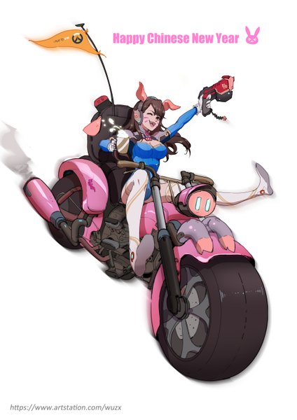 Anime picture 1920x2716 with overwatch blizzard entertainment d.va (overwatch) zhong-x wu single tall image looking at viewer fringe highres breasts open mouth light erotic simple background smile hair between eyes white background sitting holding animal ears cleavage