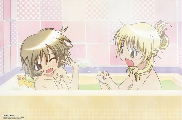 Anime picture 1600x1061 with hidamari sketch shaft (studio) yuno miyako light erotic x hair ornament bath duck