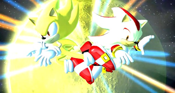 Anime picture 1362x729 with sonic (series) shadow the hedgehog red eyes wide image orange eyes light gloves animal white gloves star (stars) furry