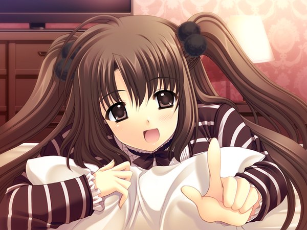 Anime picture 1200x900 with oretachi ni tsubasa wa nai watarai asuka brown hair twintails brown eyes game cg girl
