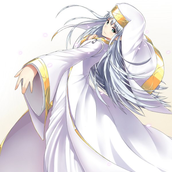 Anime picture 2406x2408 with to aru majutsu no index j.c. staff index fame peera single long hair tall image highres blue eyes simple background white background looking away silver hair nun girl
