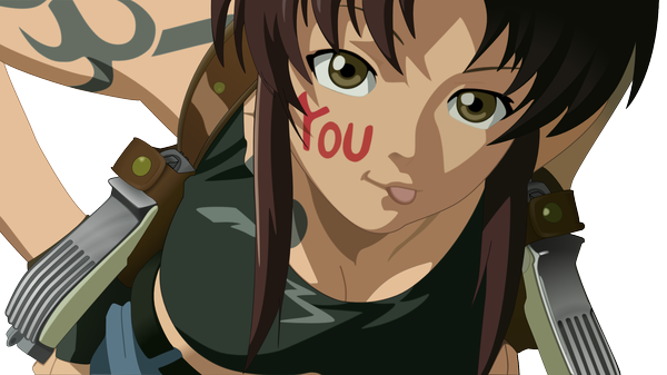 Anime picture 2134x1200 with black lagoon madhouse revy (black lagoon) highres wide image tattoo transparent background