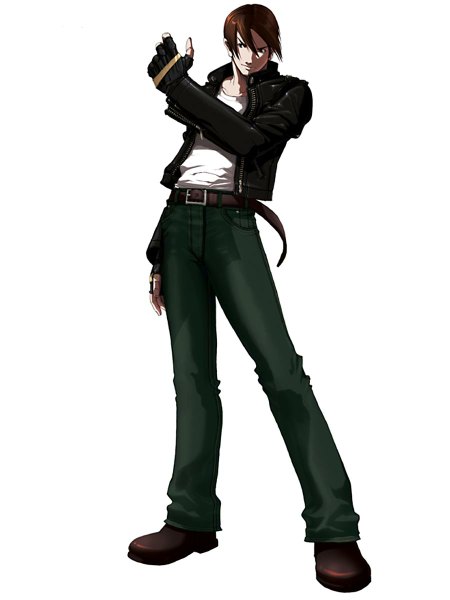 Anime picture 900x1200 with the king of fighters snk kyo kusanagi tagme (artist) single tall image looking at viewer short hair simple background brown hair standing white background full body black eyes open clothes open jacket boy gloves black gloves jacket