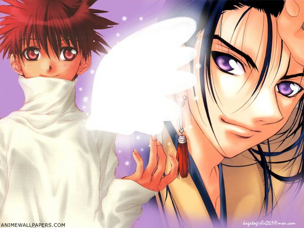 Anime-Bild 1024x768 mit d.n.angel xebec niwa daisuke dark mousy red eyes purple eyes blue hair red hair boy