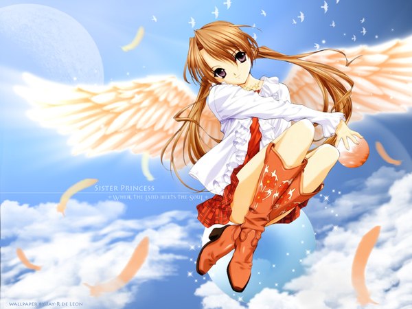 Anime picture 1600x1200 with sister princess zexcs sakuya (sister princess) tenhiro naoto wings