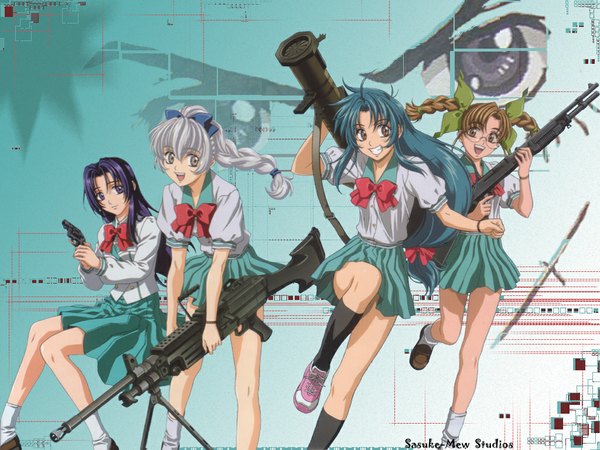 Anime picture 1024x768 with full metal panic! gonzo chidori kaname teletha testarossa tokiwa kyouko mikihara ren girl