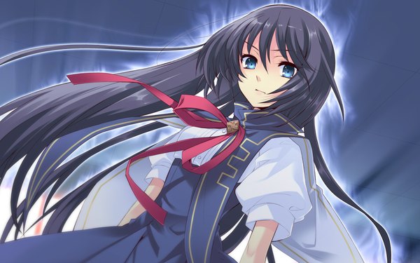 Anime picture 1920x1200 with flyable heart shirasagi mayuri long hair highres blue eyes black hair wide image girl ribbon (ribbons) serafuku
