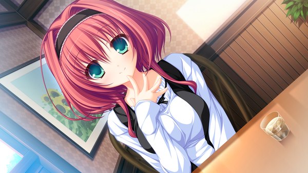 Anime picture 1920x1080 with lunaris filia hayama mai mikagami mamizu highres short hair wide image green eyes game cg red hair girl