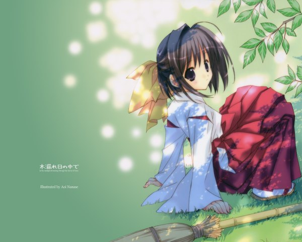 Anime picture 1280x1024 with nanase aoi japanese clothes half updo miko tagme