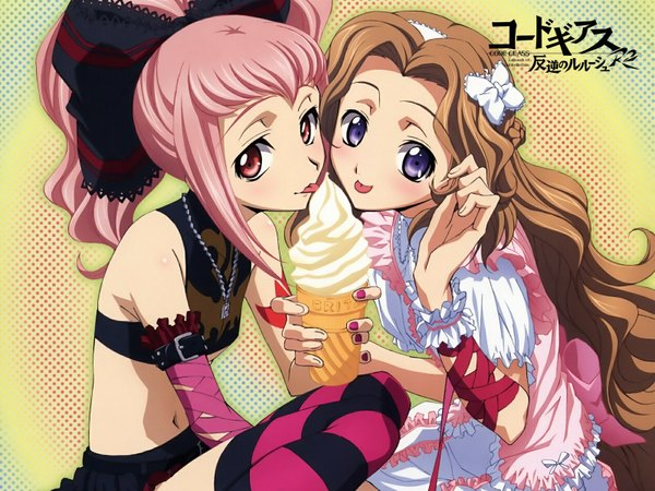 Anime picture 1600x1200 with code geass sunrise (studio) nunnally lamperouge anya alstreim food sweets ice cream