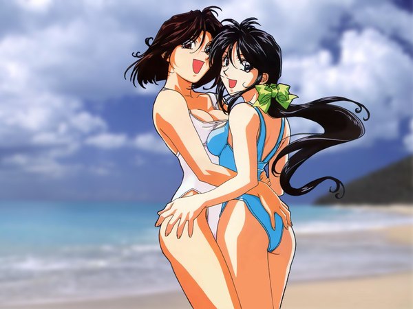 Anime picture 1600x1200 with you're under arrest studio deen kobayakawa miyuki tsujimoto natsumi taiho shichauzo light erotic swimsuit tagme