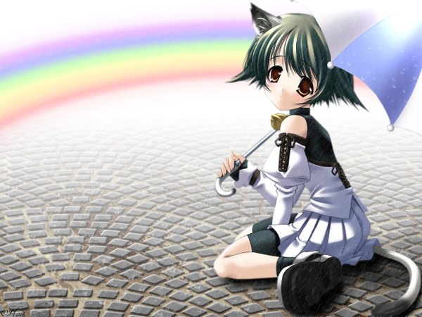 Anime picture 1280x960 with animal ears cat girl girl tagme