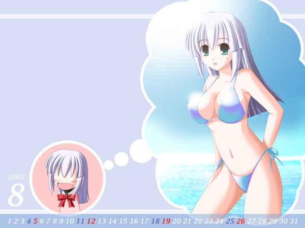 Anime picture 1600x1200 with purple software light erotic swimsuit calendar tagme