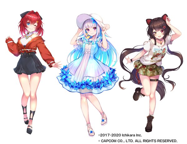 Anime picture 1300x1000 with virtual youtuber nijisanji lize helesta ange katrina inui toko lize helesta (2nd costume) ange katrina (2nd costume) pilokey long hair looking at viewer fringe short hair open mouth blue eyes black hair simple background smile hair between eyes standing white background