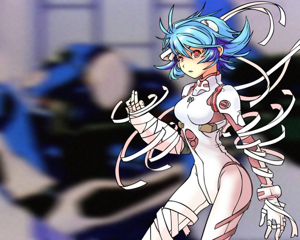 Anime picture 1280x1024 with neon genesis evangelion gainax ayanami rei bandage (bandages) pilot suit