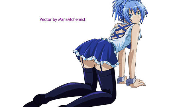 Anime picture 3000x1875 with kampfer senou natsuru highres light erotic wide image signed transparent background vector thighhighs garter straps