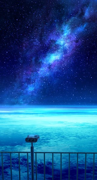 Anime picture 1042x1925 with original mks tall image sky cloud (clouds) night night sky no people scenic milky way star (stars) fence